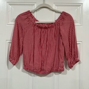 Forever 21 sz XS (girls 11/12) gingham half sleeve blouse